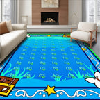 Playful Blue Underwater Treasure Chest Rug