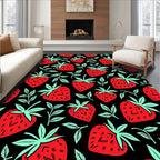 Red Strawberry Black Branches Rug
