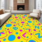 Vibrant Yellow Alphabet Circles Rug