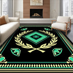 Black Teal Laurel Diamond Emblem Rug