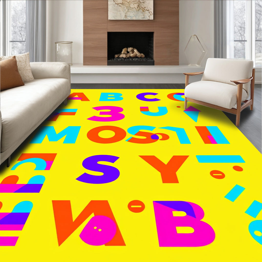 Modern Abstract Alphabet Blocks Rug