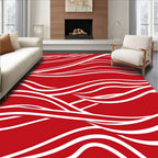 Crimson White Flowing Lines Rug