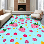 Playful Pink Strawberry Polka Dot medley Rug