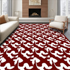 Bold Crimson Abstract Swirls Rug
