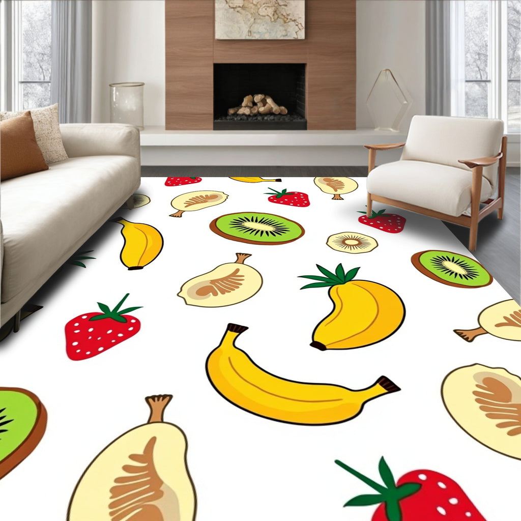 Juicy Fruit Medley Red Strawberry Banana Kiwi Rug