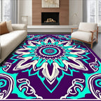 Vibrant Purple Teal Floral Medallion Rug