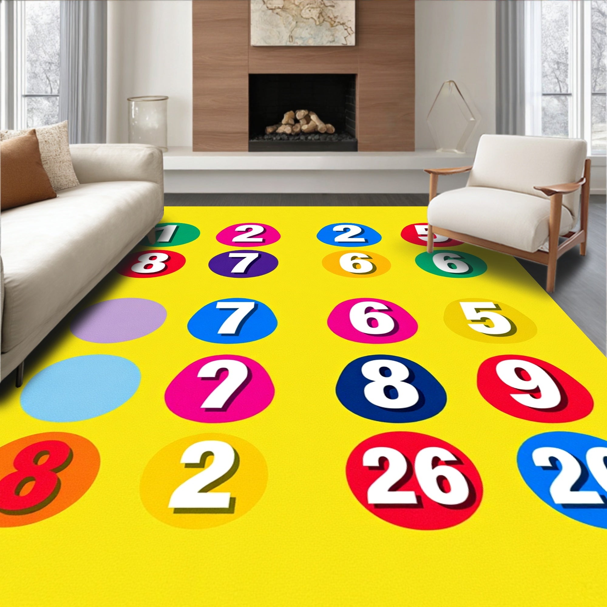 Bold Retro Number Circles Rug