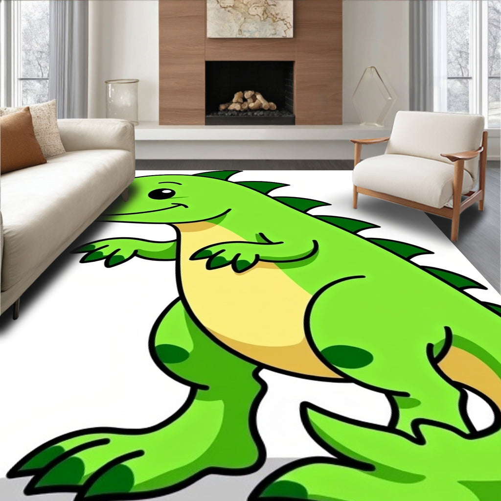 Green Cartoon Dinosaur Image Rug