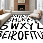 Black Bold Alphabet Scatter Rug
