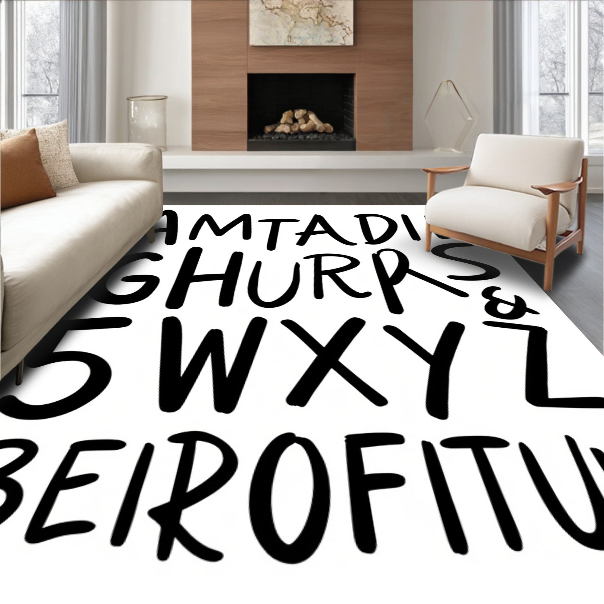 Black Bold Alphabet Scatter Rug