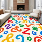 Playful Alphabet Swirls and Stars Rug