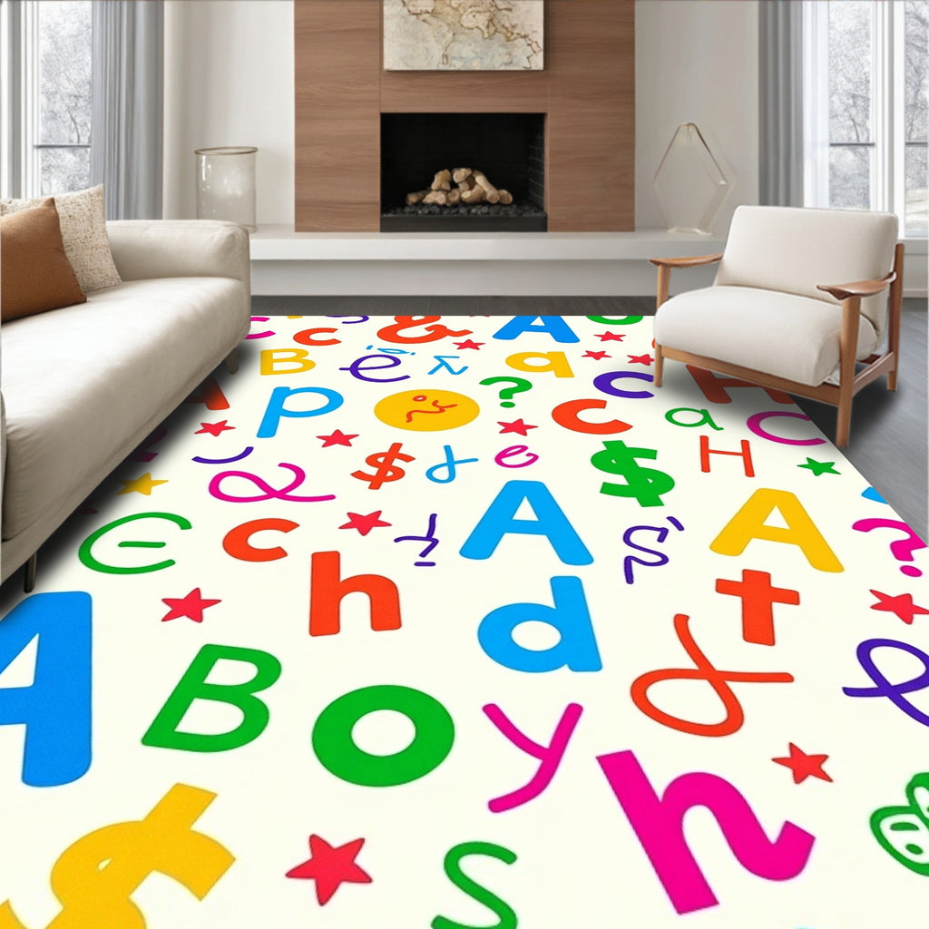 Colorful Alphabet Bold Characters Rug