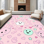 Cute Pink Ghost Heart Star Rug