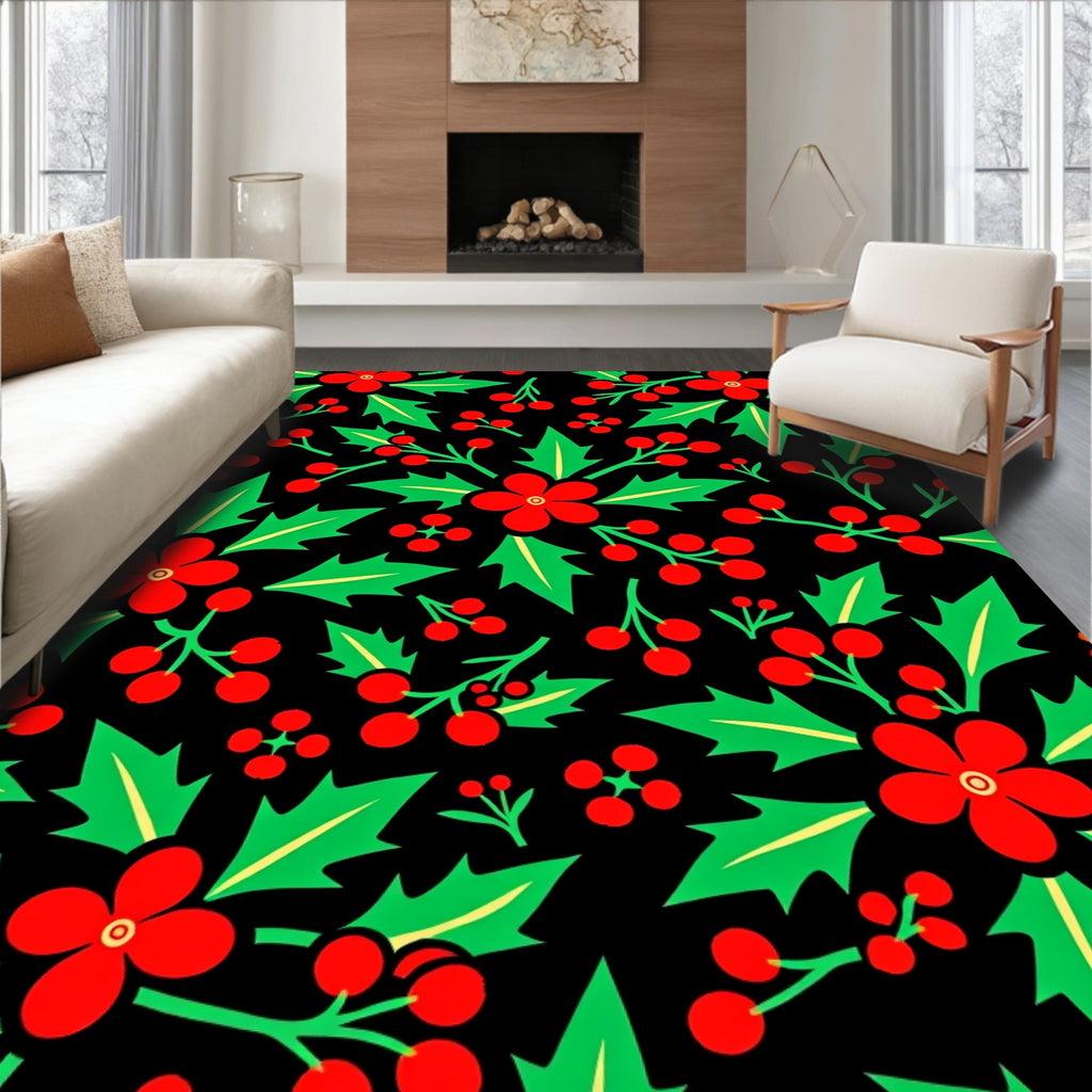 Scarlet Red Holly Berry Garland Rug