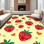 Whimsical Red Strawberry Hearts Pattern Rug