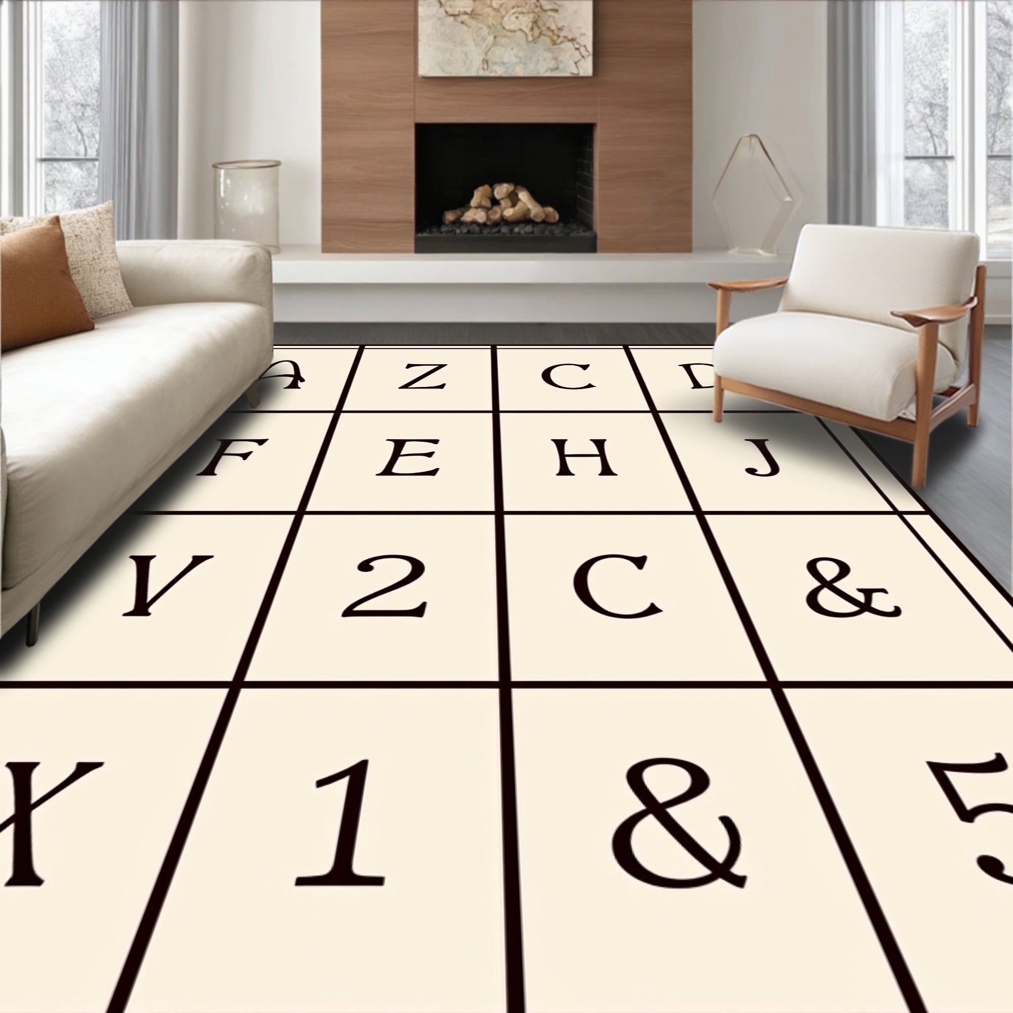 Geometric Alphabet Grid Rug