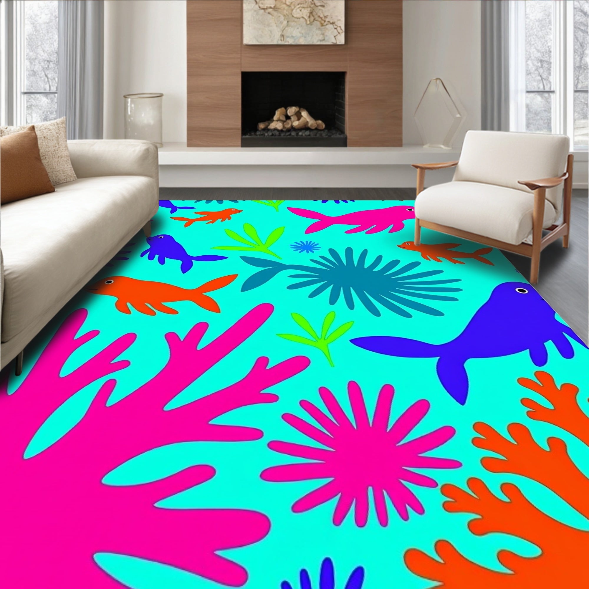 Bright Coral Reef FriendsRug Rug