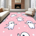 Pink Playful Ghost Characters Scatter Rug