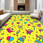 Joyful Kids Celebration Yellow Blue Pink Rug