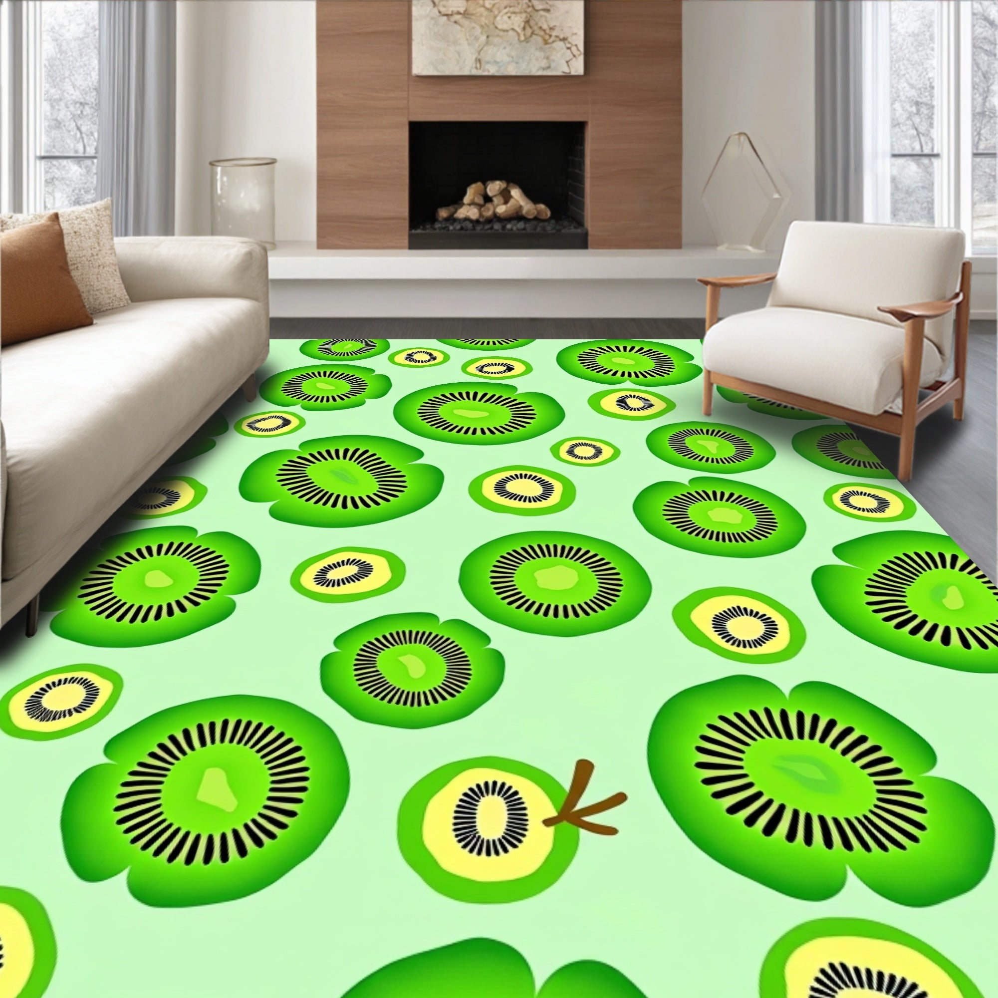 Fresh Green Kiwi Slices Repeat Rug