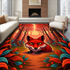 Whimsical Red Fox Forest Path Rug