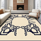 Black Cream Interlocking Geometric Scroll Rug