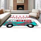 Retro Turquoise Red Wave Van Rug