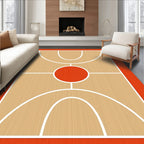 Orange Wood Grain Court Lines Rug