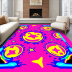 Vibrant Pink Yellow Starry Moon Rug