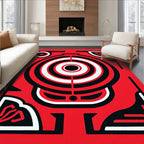 Bold Red Target Abstract Round Rug