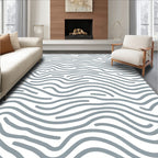 Gray Wavy Lines Abstract Texture Rug
