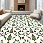 Earthy Green Abstract Geometric Arrangement Rug