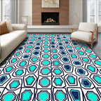 Seafoam Blue Geometric Cells Rug