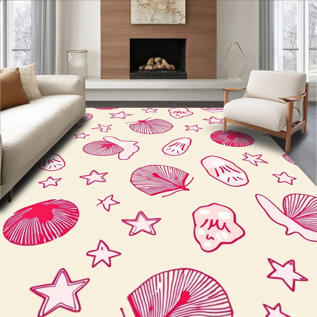 Pink Seashell Star Scatter Rug
