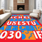 Bold Abstract Orange Blue Red Shapes Rug