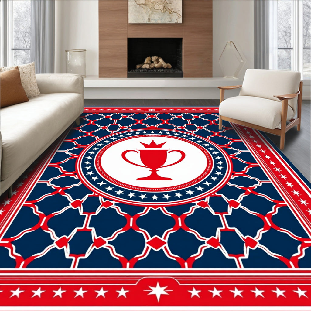 Red White Blue Victory Trophy Medallion Rug