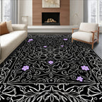 Elegant Violet Floral Vine Medallion Rug