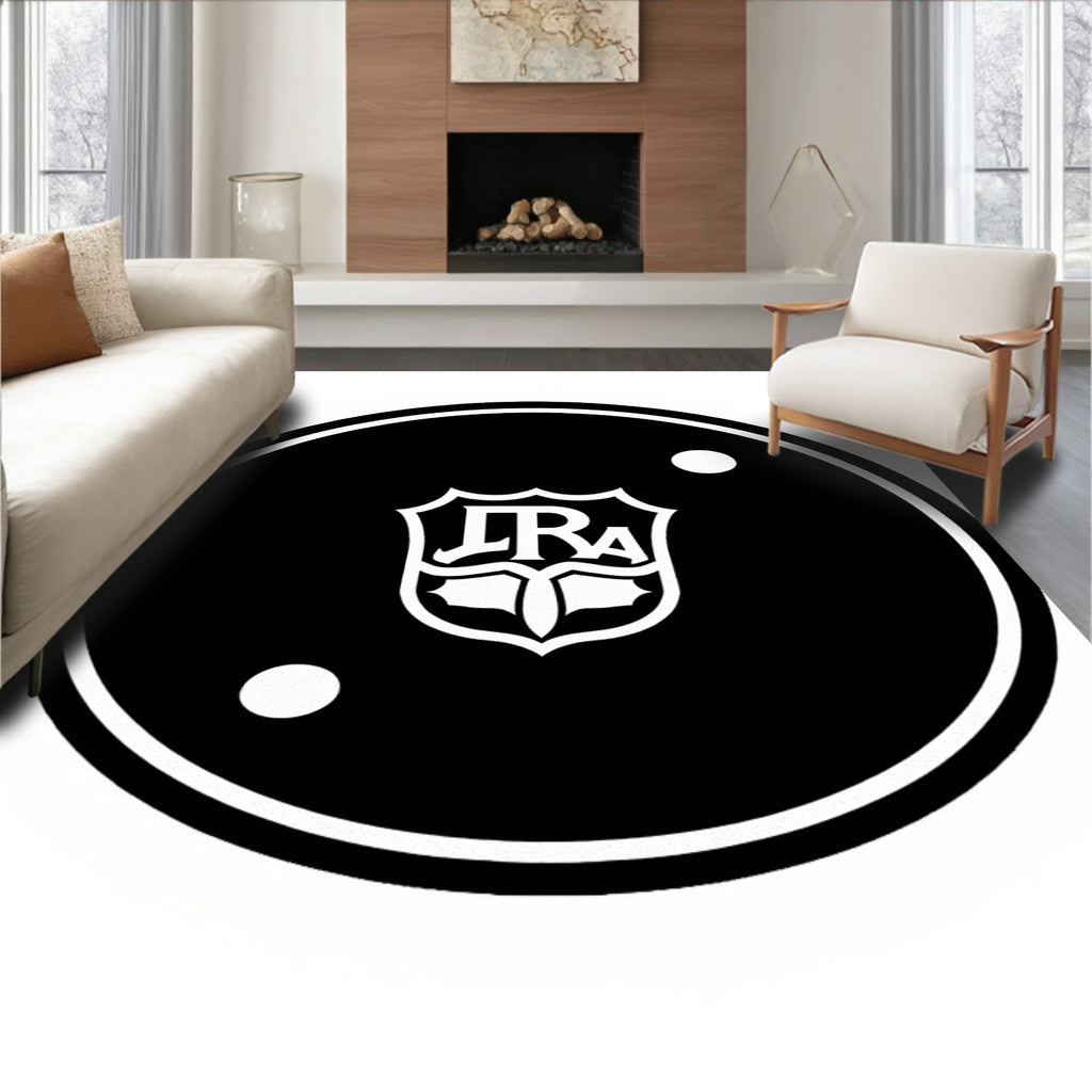 Monochromatic Shield Emblem Round Rug
