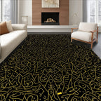 Golden Abstract Chaotic Scribble Rug