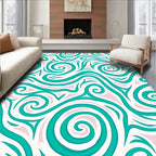Teal Swirl Abstract Organic Rug