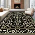 Black Gold Floral Arabesque Ornament Rug