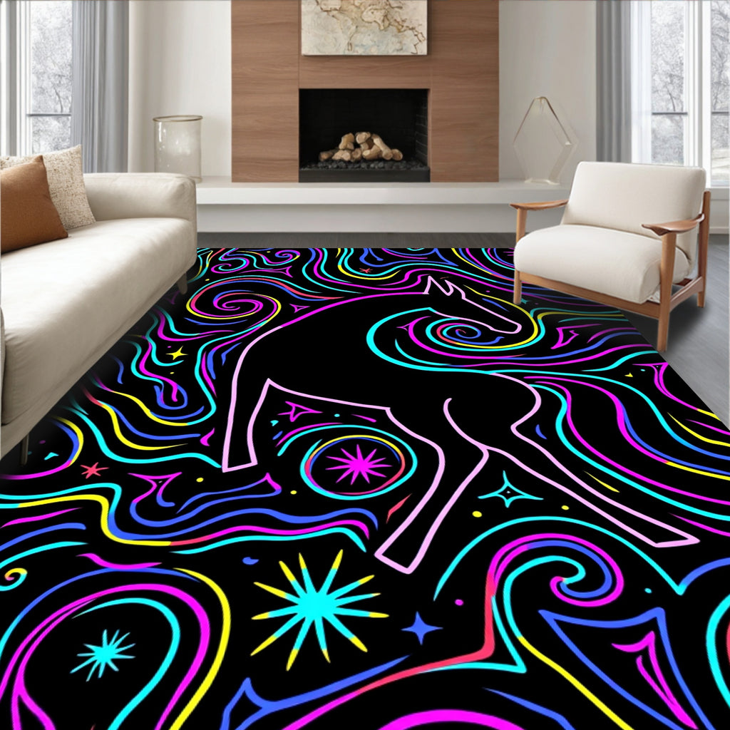 Neon Horse Cosmic Swirl Rug