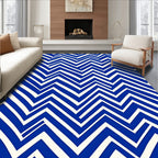 Bold Blue White Zigzag Accordion Rug