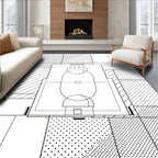 Black White Patchwork Court Halftone Rug