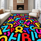 Vibrant Alphabet Collage Fun Rug