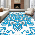 Azure Blue Medallion Mandala Art Rug