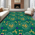 Emerald Green Golden Floral Paisley Rug