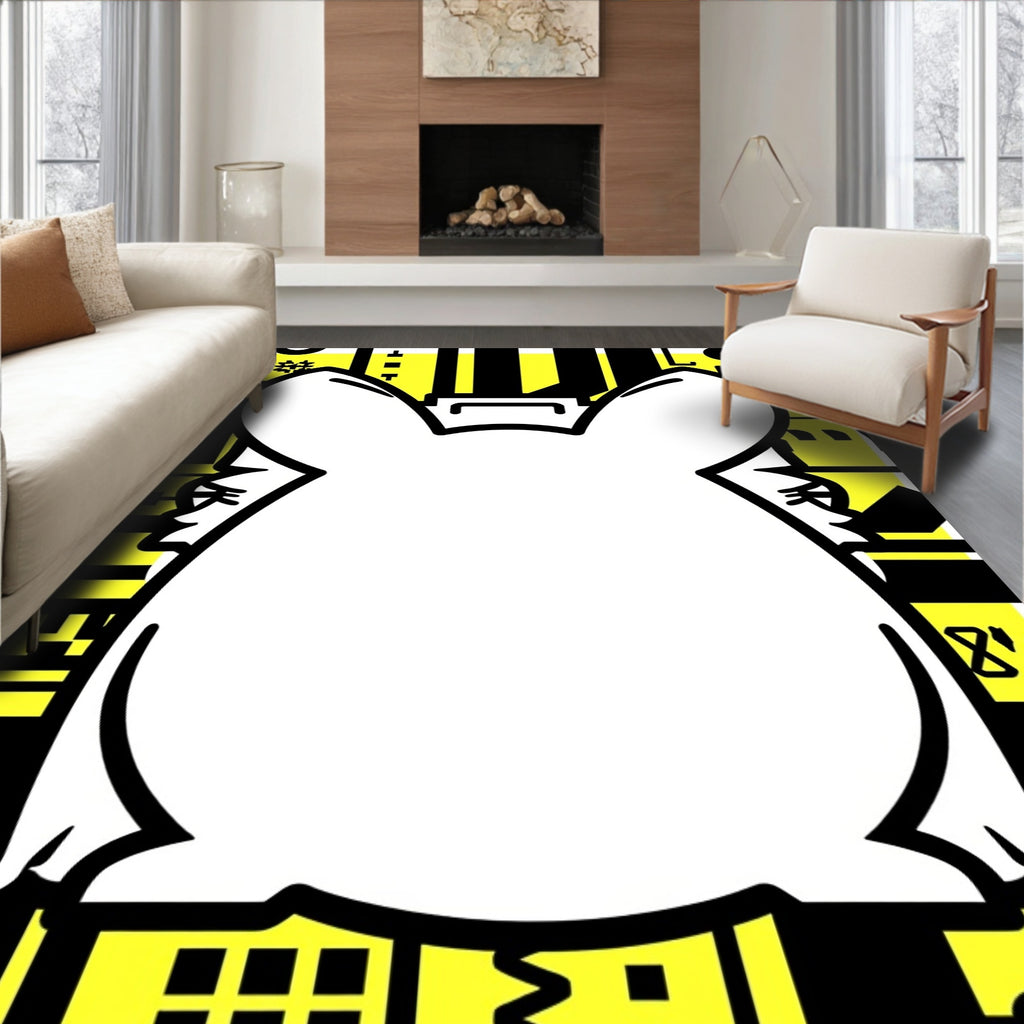 Bold Yellow Geometric Abstract Figure Rug