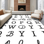 Classic Alphabet Black and White Grid Rug