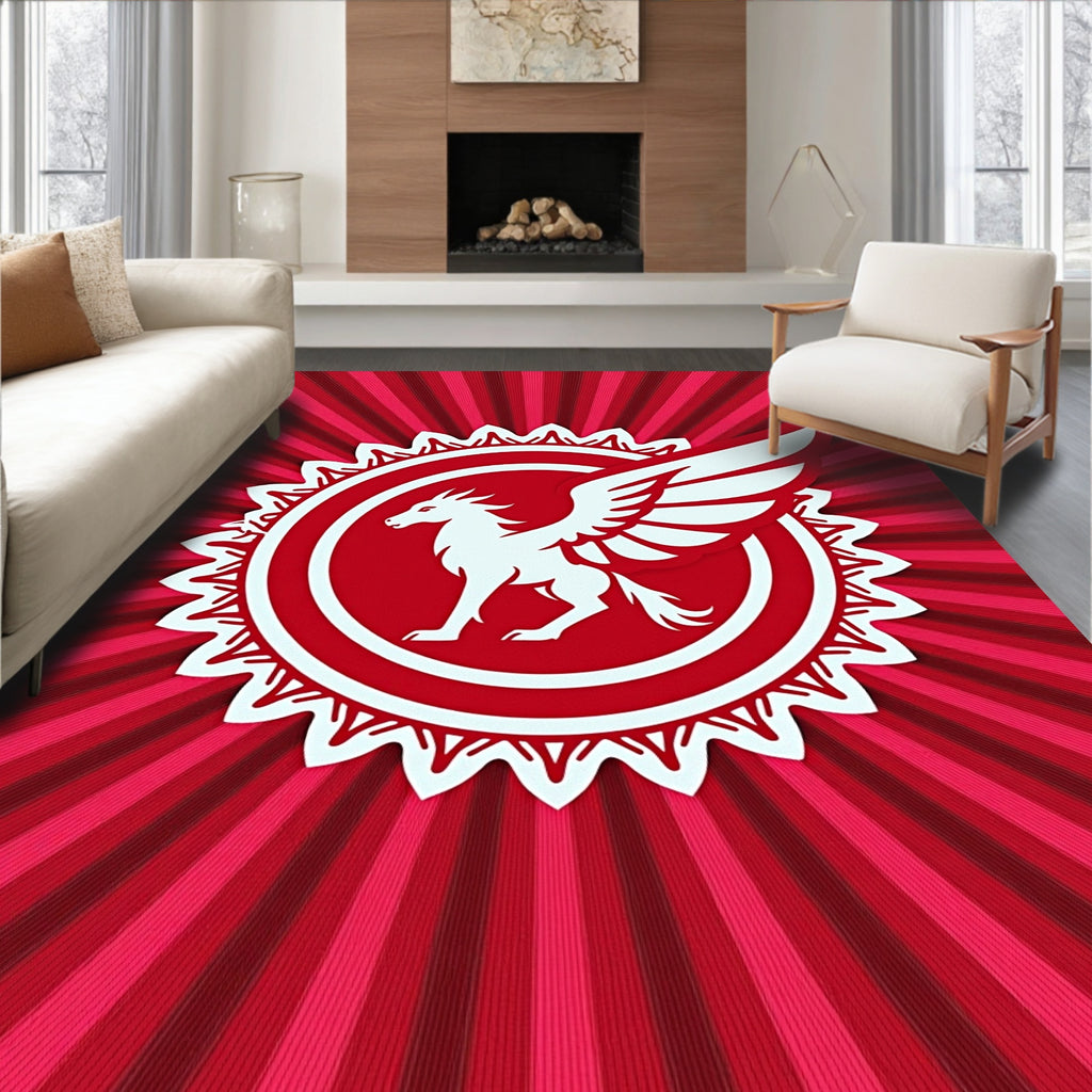 Crimson Griffin Sunburst Seal Rug